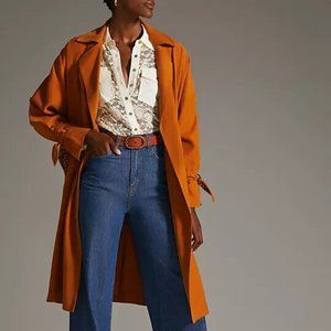 Anthropologie L NWT Draped Trench Coat Jacket Copper 198$ Size Large